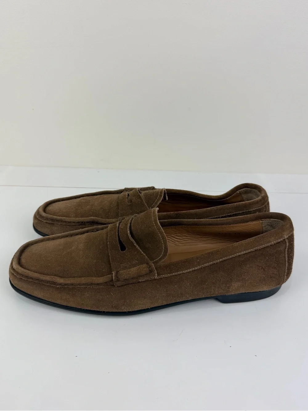 Prada Suede Penny Loafers Brown Size 10 (Fits US 11) Made in Italy
